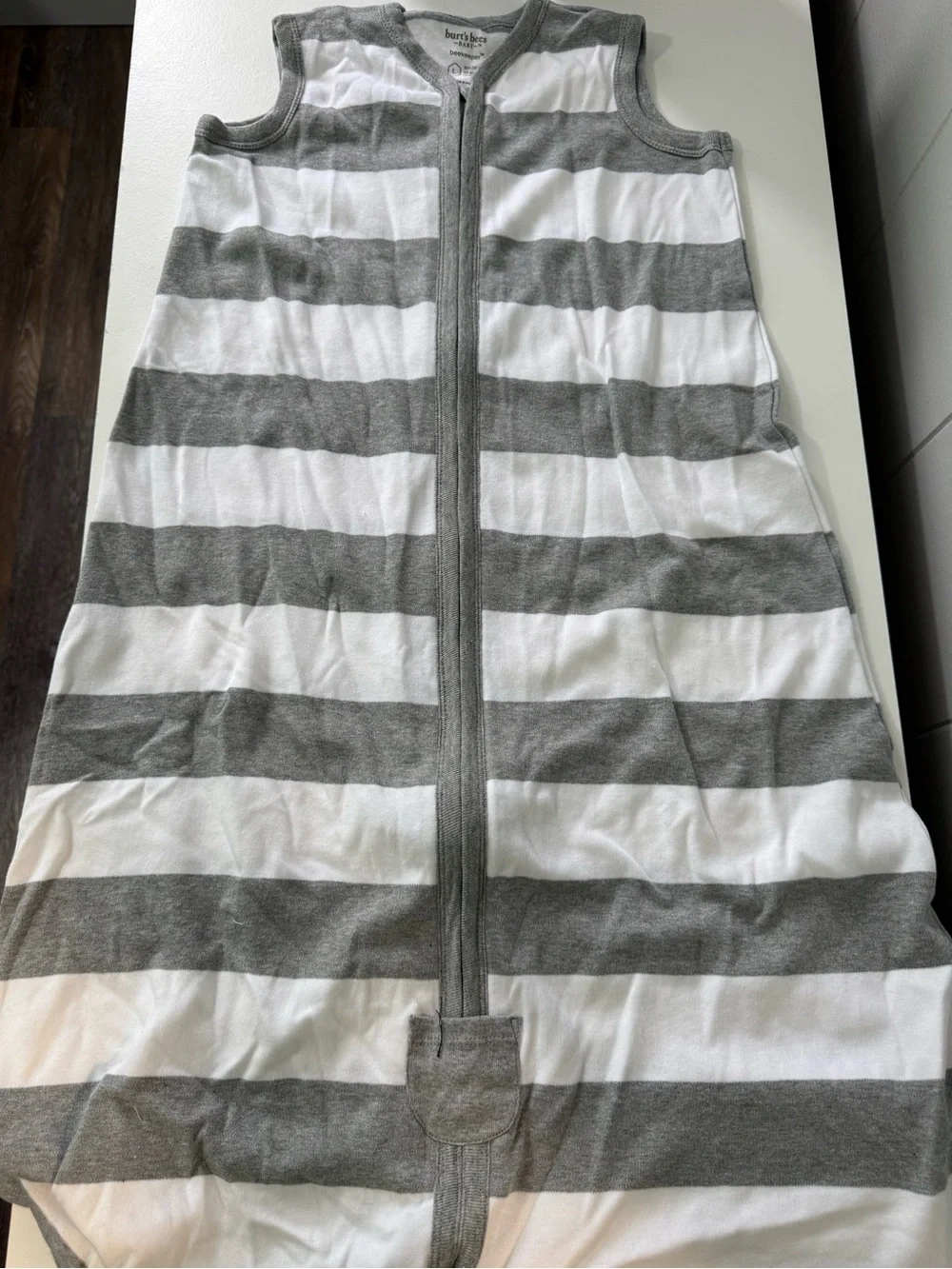 Burt's Bees Gray and White Sleeping sack